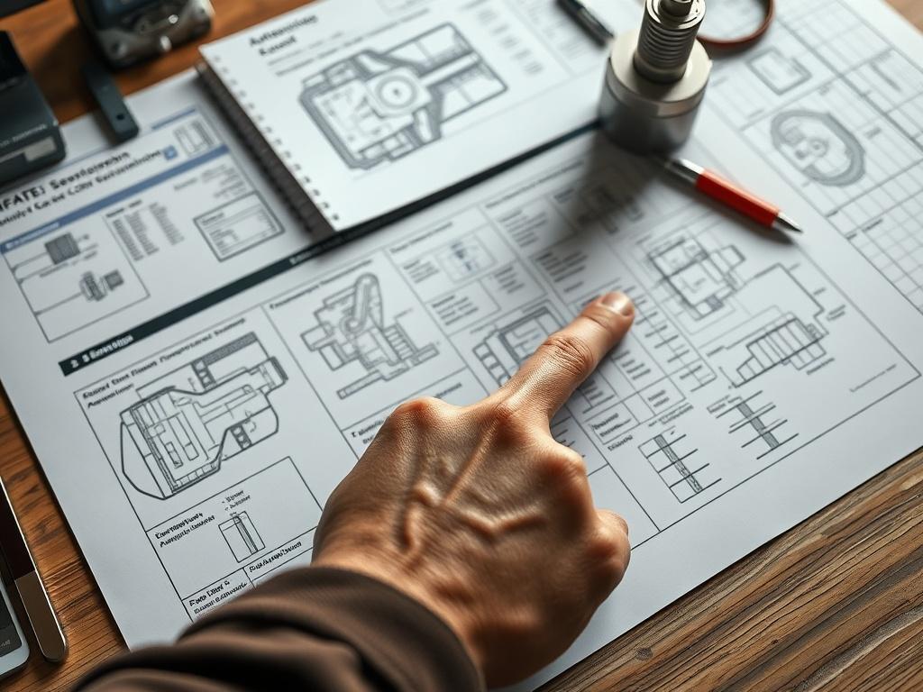 An organized workspace with a project plan laid out, showing