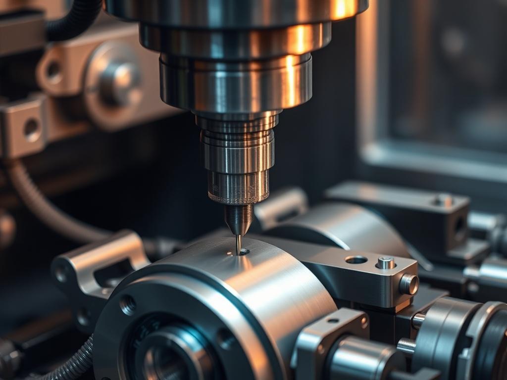A close up shot of a precision CNC machine working