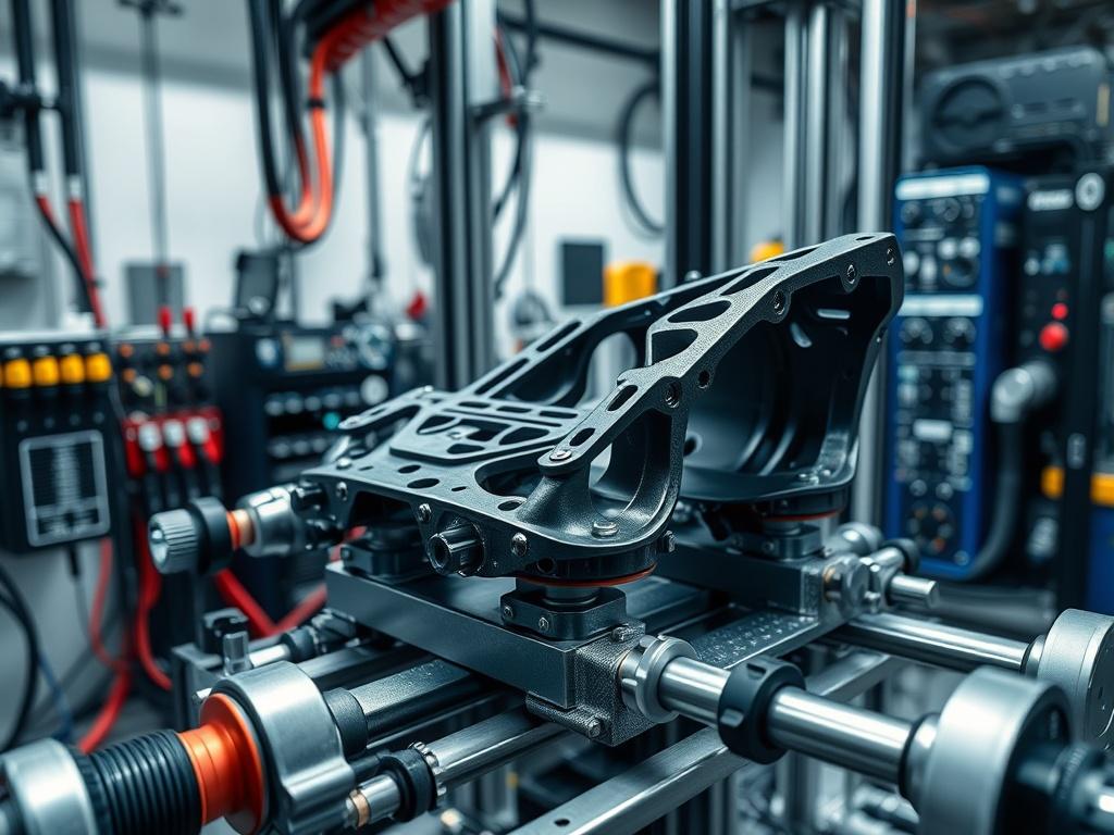 A dynamic shot of a prototype automotive part on a