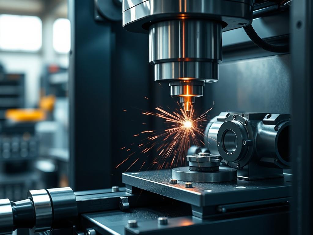 A hyper realistic close up shot of a CNC machine