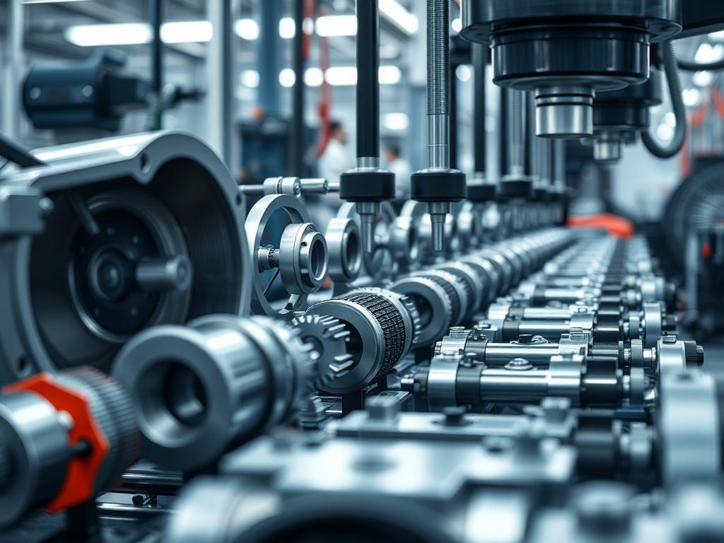 A hyper realistic close up of an automotive assembly line,