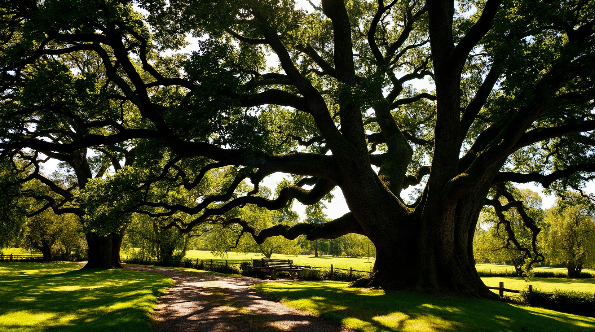 Mature tree in English countryside