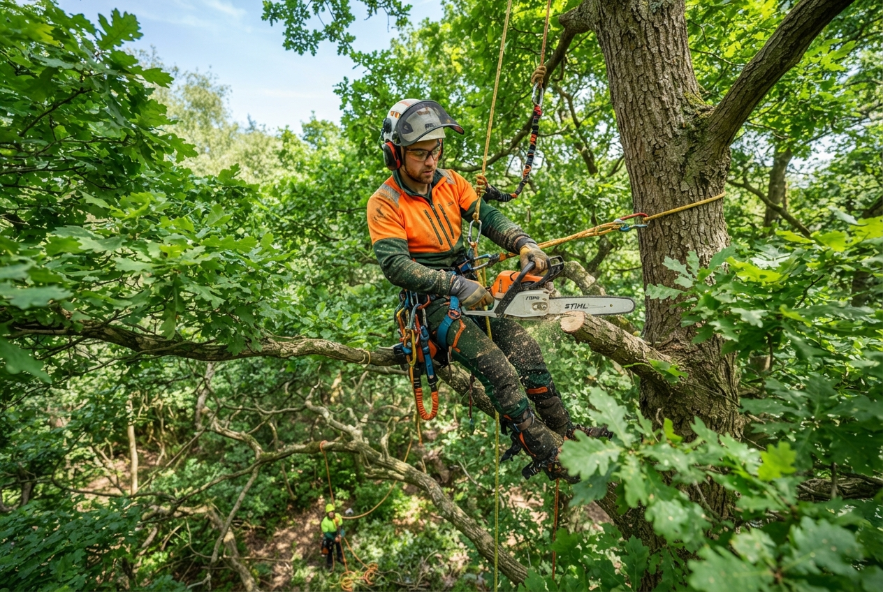 Professional arborist at work