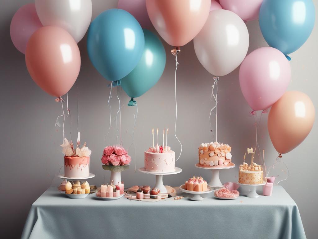birthday party, celebration, balloons, cake, guests