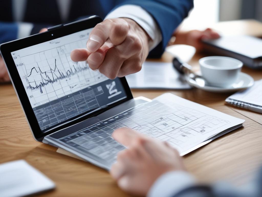 A business leader presenting a strategic plan on a digital