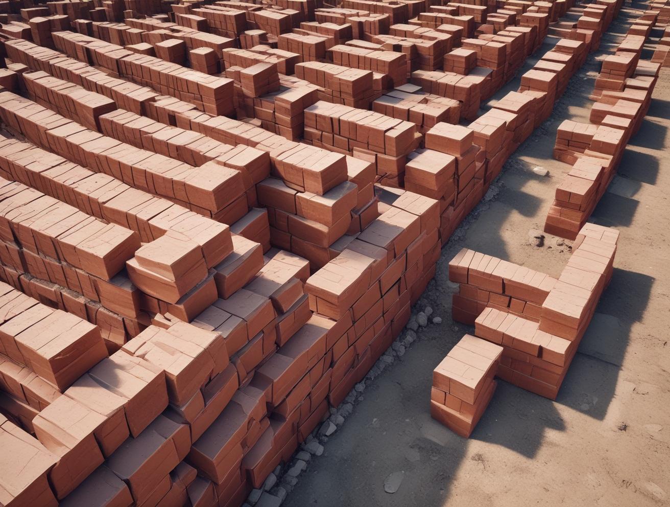 premium quality bricks, manufacturing process, construction site, eco friendly production