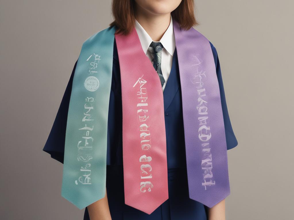 custom vinyl graduation stoles, colorful designs, graduation celebration