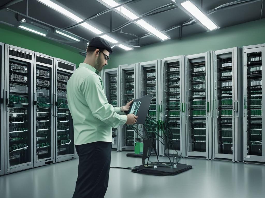 A high resolution of a technician providing on site network