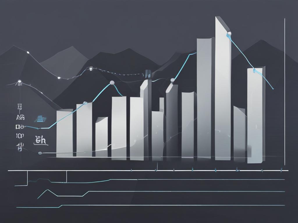 a minimalist illustration of a financial chart with upward trends,