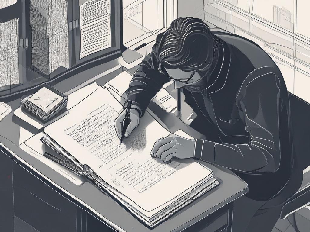 a dark themed illustration of a person writing in a