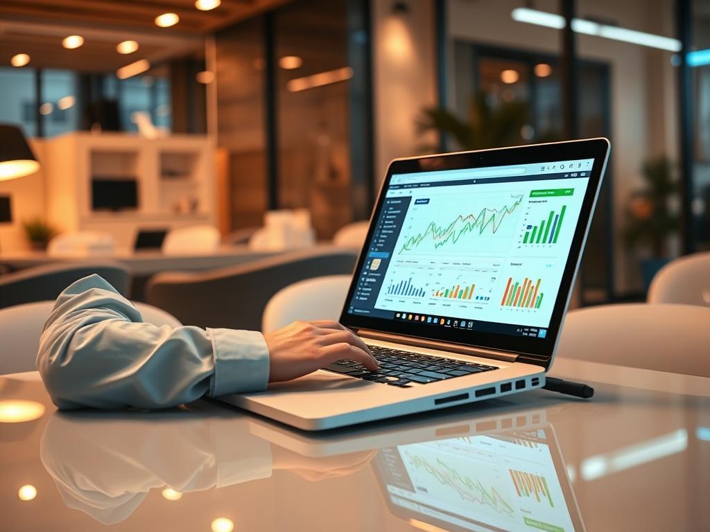 A realistic high resolution of a digital marketing expert analyzing