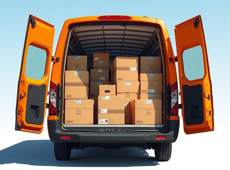 Cargo van loaded with boxes