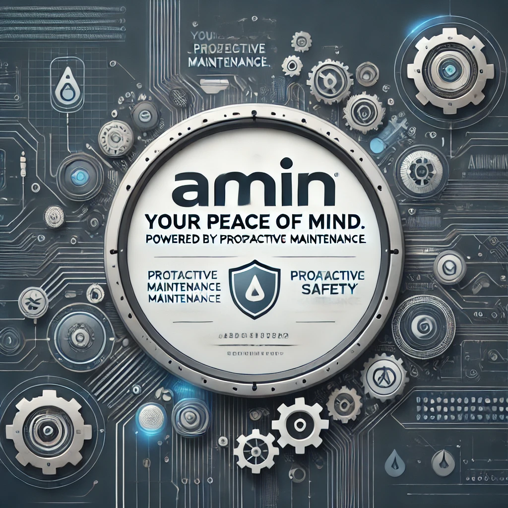 dall·e 2024-12-14 13.47.42 - a sleek, modern design for a maintenance system with a tech-inspired background. the text 'amin_ your peace of mind, powered by proactive maintenance.webp