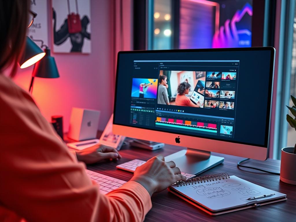 A vibrant high resolution showing a social media video being