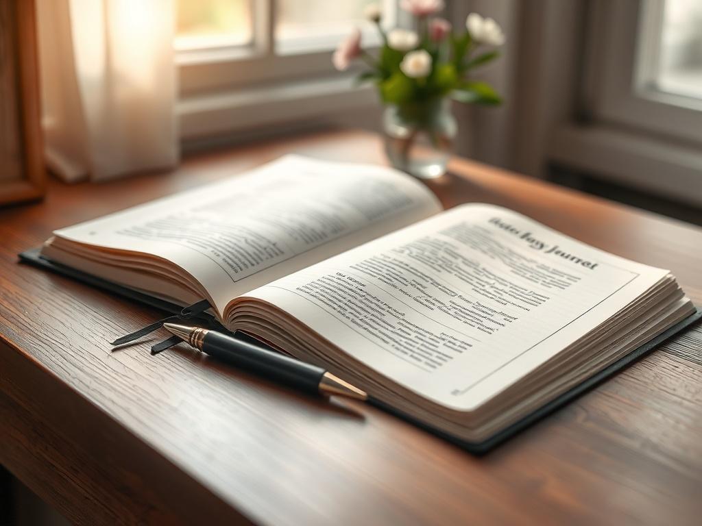 A close up of an elegantly designed journal lying open