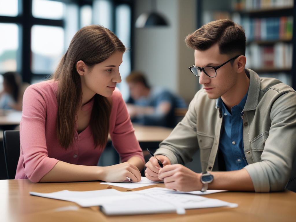A close-up shot of a focused professional mentor interacting with a student in a bright, modern learning environment. The mentor is providing hands-on guidance, showcasing a project-related technical skill. The background is softly blurred to emphasize the interaction, while the primary color rgb(50, 170, 39) subtly complements the setting.