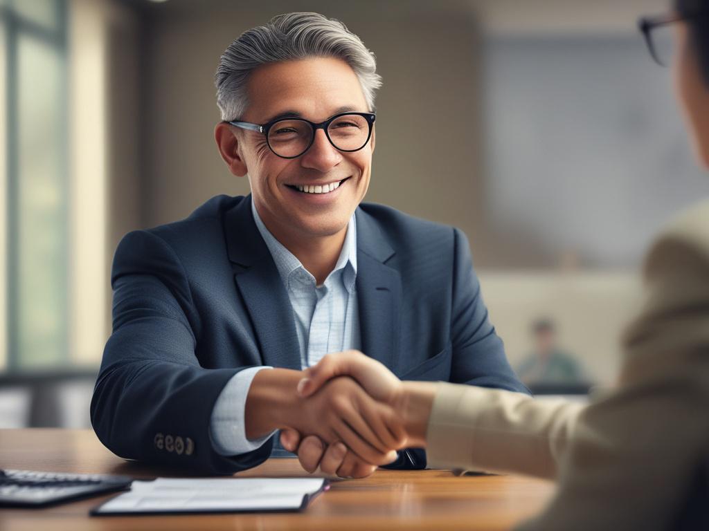 A close up, hyper realistic of a caring immigration consultant