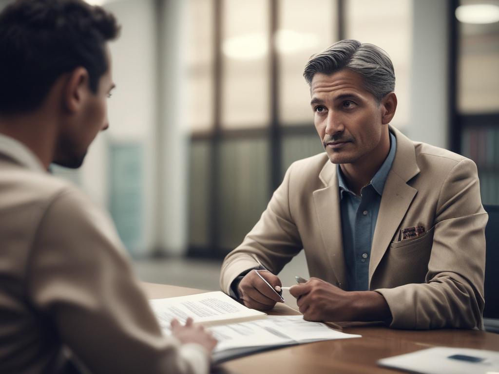 A hyper realistic close up of an immigration consultant warmly