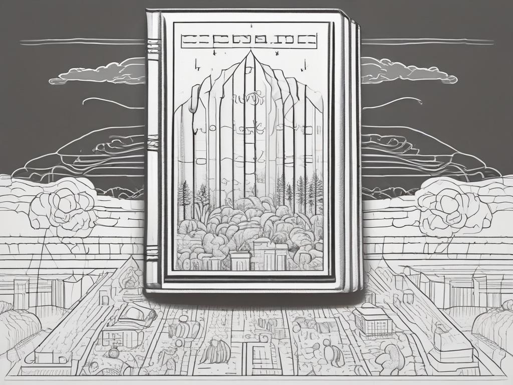 a high-quality illustration of a daily devotional calendar, featuring a prominent Bible verse, rendered in crisp black line drawing style, set against a bright and inviting background