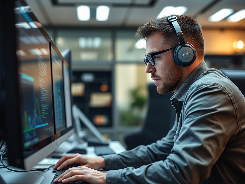 A close up shot of a technician working on a