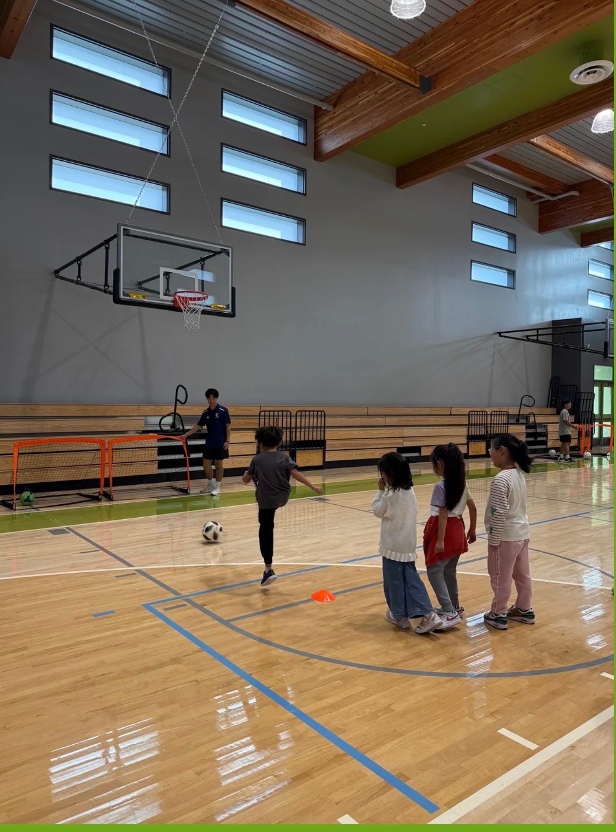 High school students at soccer training