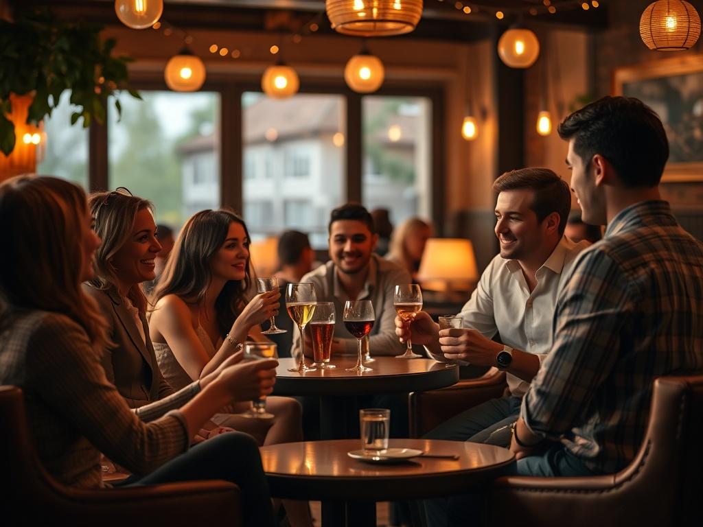 A charming scene of a member only social gathering, featuring