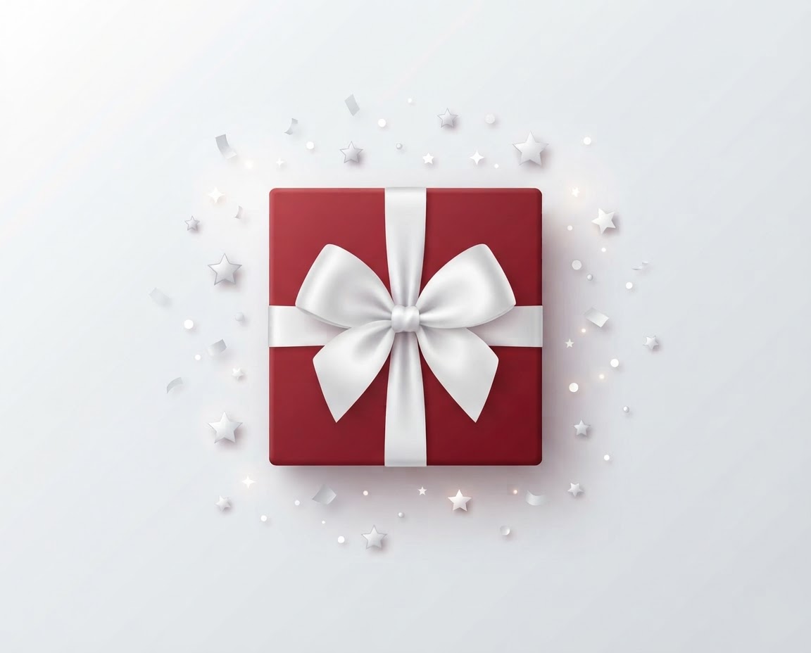 Simple red gift illustration representing possible survey rewards