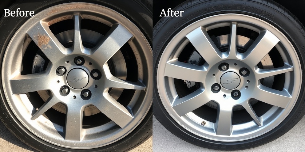 Before and after wheel restoration