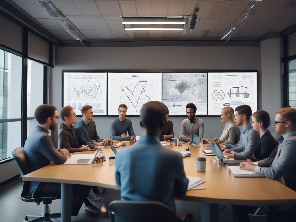 A close-up shot of a diverse group of professionals engaged in a technical training session. The setting is a modern conference room with a large screen displaying complex data. The focus is on one individual, a young woman, actively participating, taking notes with her laptop open in front of her. The lighting is bright and inviting, emphasizing an atmosphere of learning and collaboration. The color palette features shades of green to align with the brand's primary color (rgb(50, 170, 39)). The image is hy
