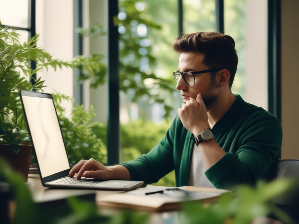 A close up shot of a confident individual analyzing financial