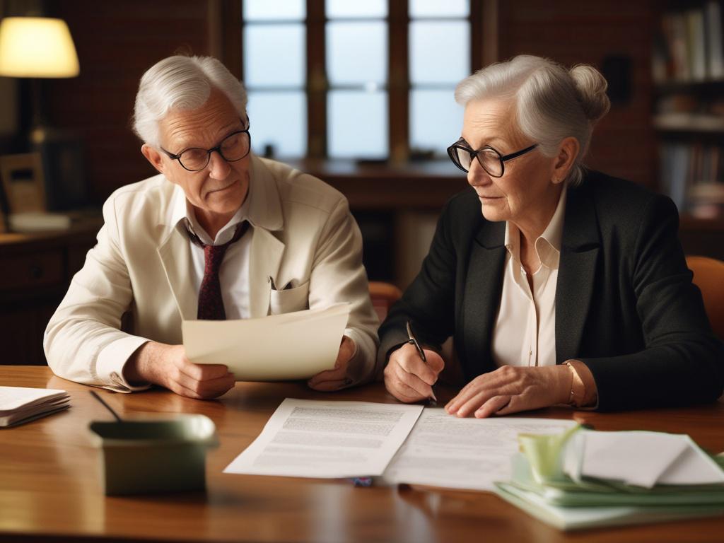 close up shot of an elderly couple reviewing retirement plans