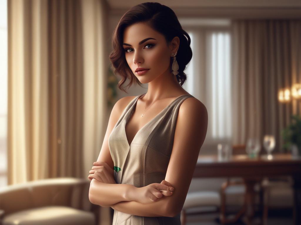 A realistic high resolution portrait of a stunning female escort