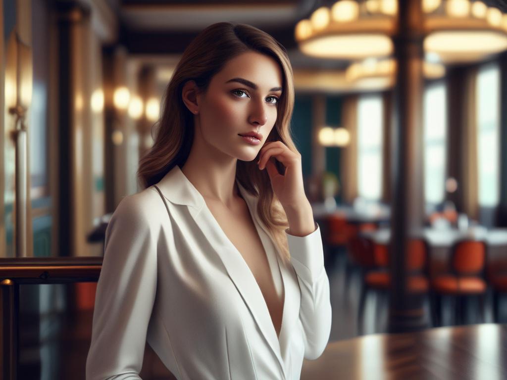 Create a high resolution of a beautiful, elegantly dressed woman