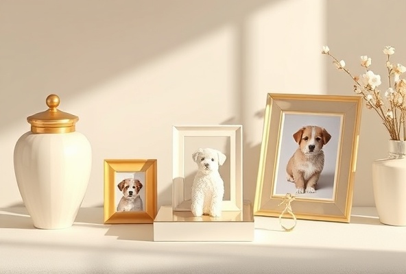 Pet memorial products collection - elegant urns and keepsakes