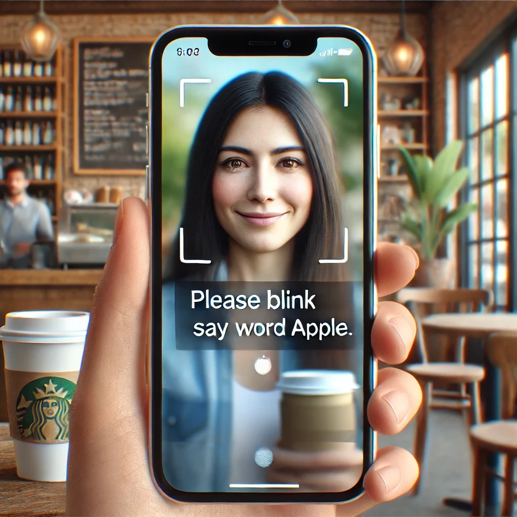 dall·e 2025-01-02 18.37.48 - a hyper-realistic image of a person holding a smartphone with the screen facing them. the phone screen displays a smiling and realistic image of a nor.webp