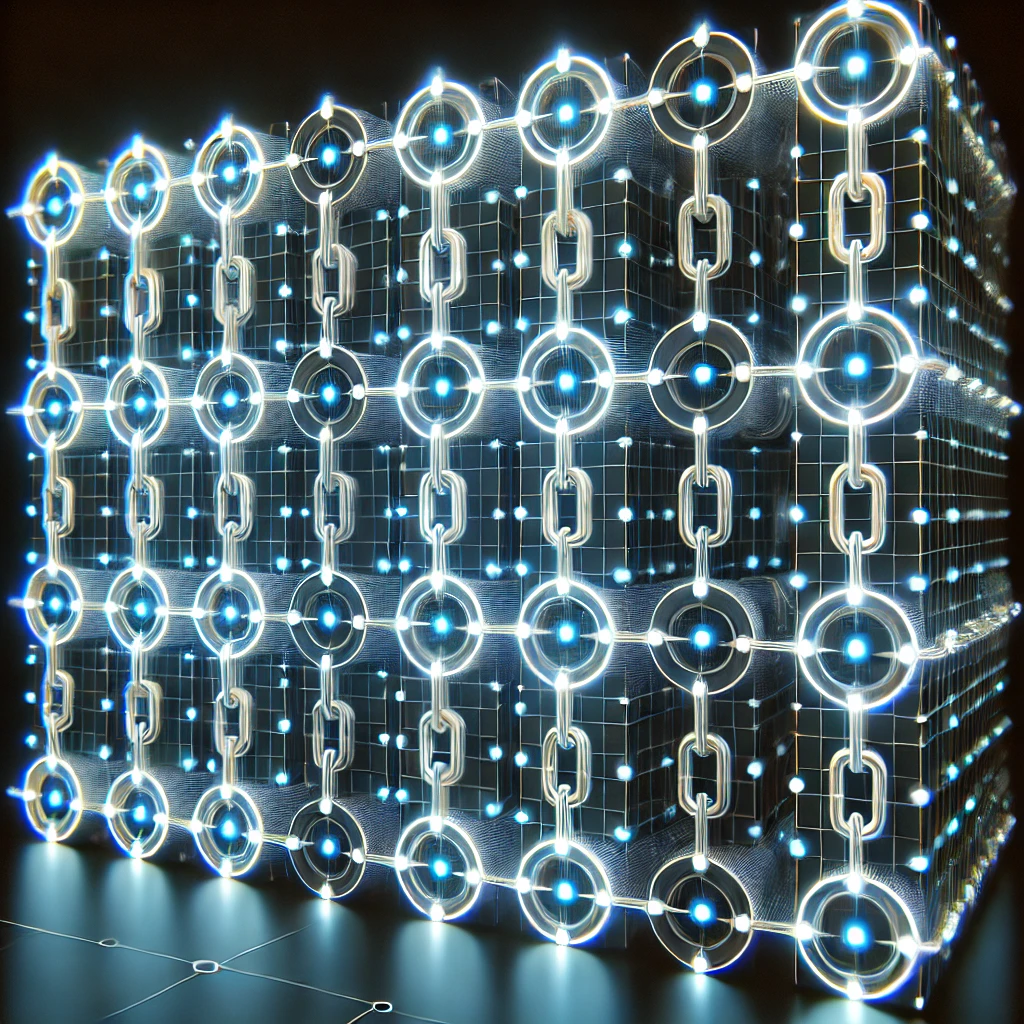 dall·e 2025-01-02 18.09.28 - a futuristic high-tech representation of a 'chain arrayed data store,' designed to evoke innovation and sleek technology. the imagery features interco.webp