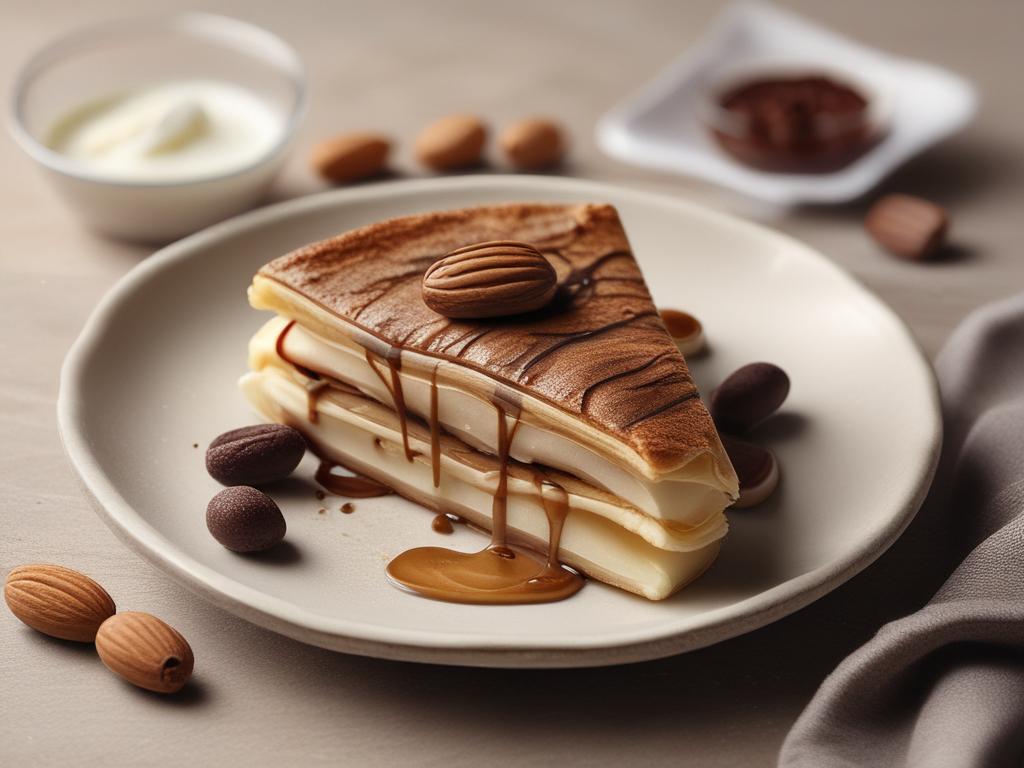 almond chocolate crepe, dessert, sweet, gourmet