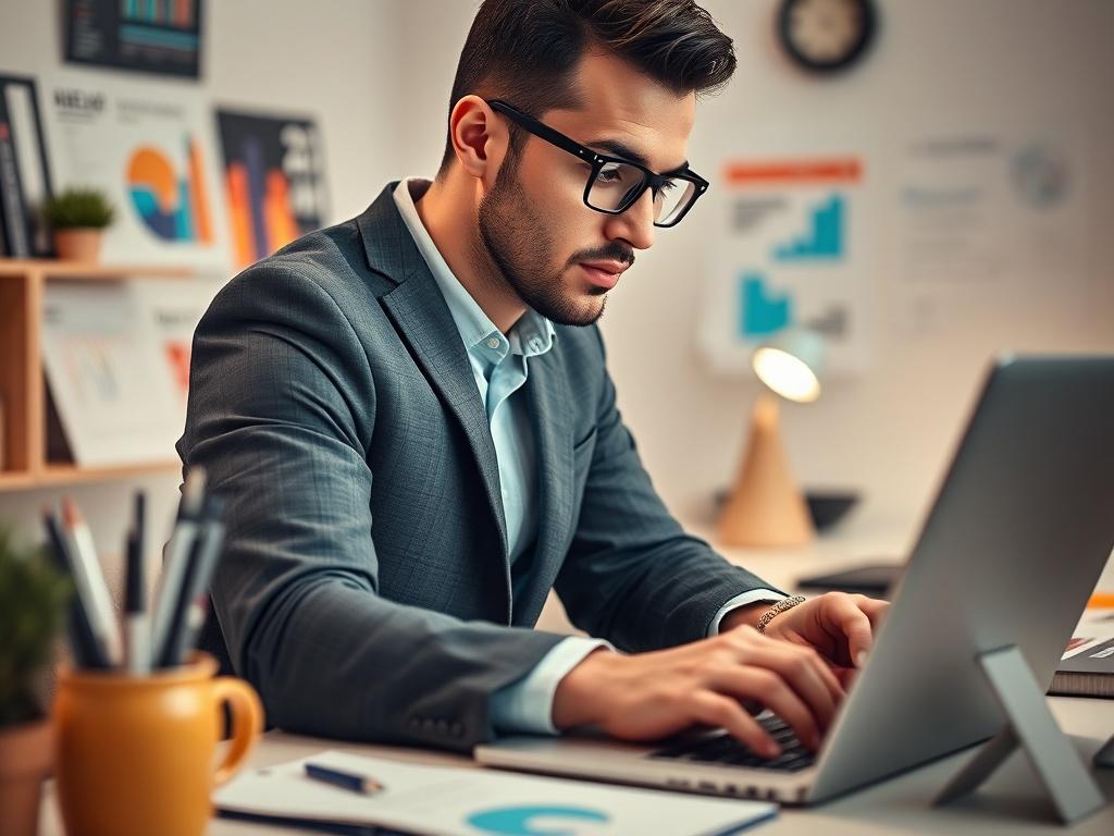 A hyper realistic close up shot of a professional working