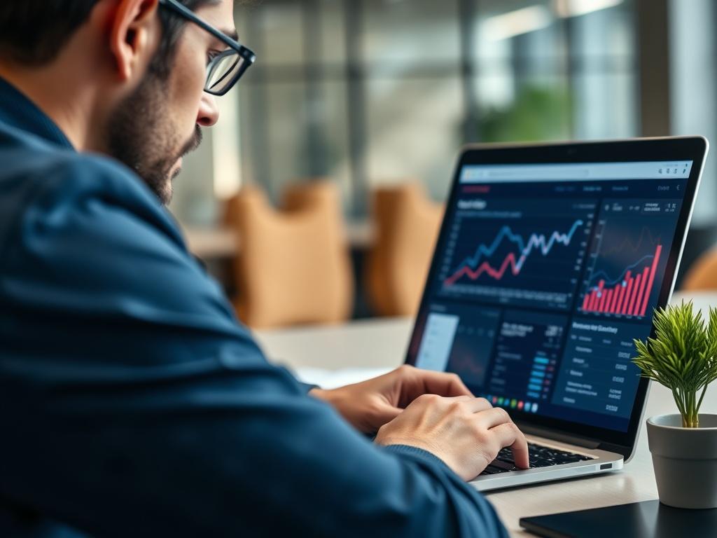 A close up shot of a professional analyzing a website