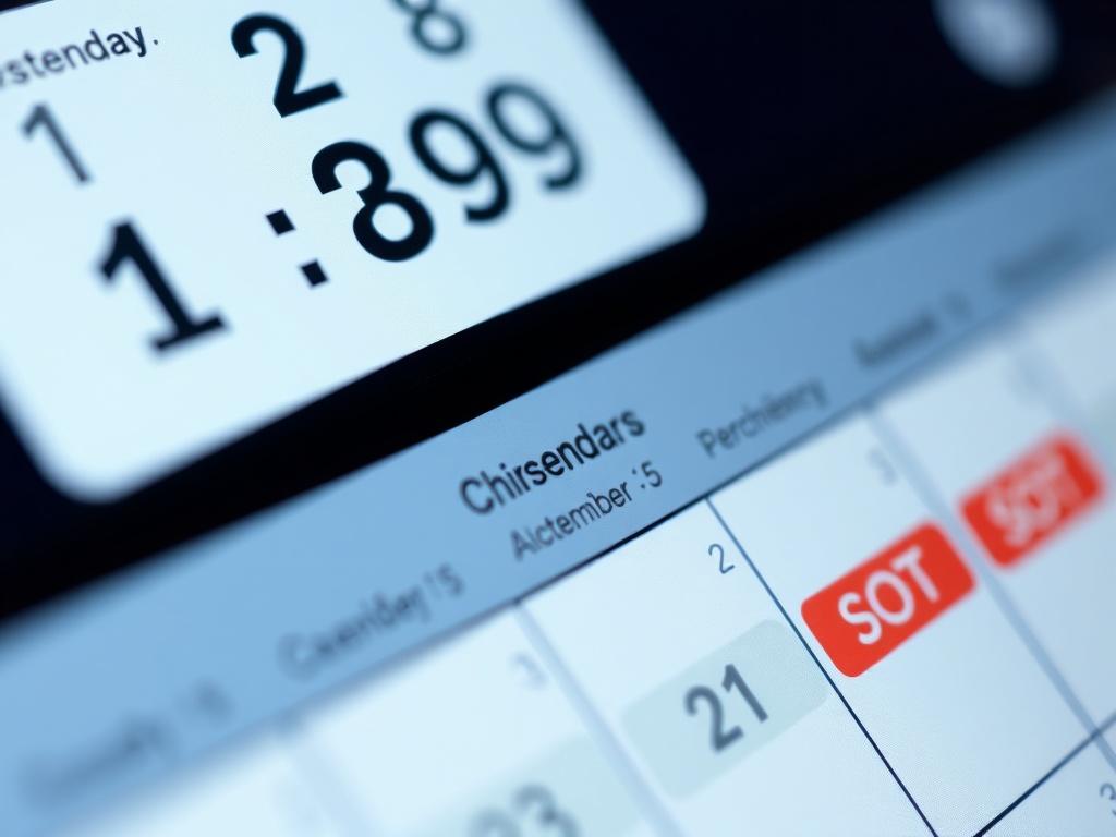 A high-resolution close-up of a digital calendar interface showing scheduled appointments. The background should be subtly blurred to keep the focus on the calendar details. Colors should harmonize with rgb(50, 170, 39), creating a clean and professional look.