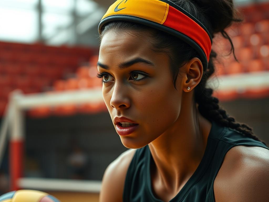 A hyper realistic close up shot of a volleyball player