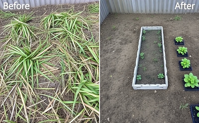 Garden bed before and after weed removal