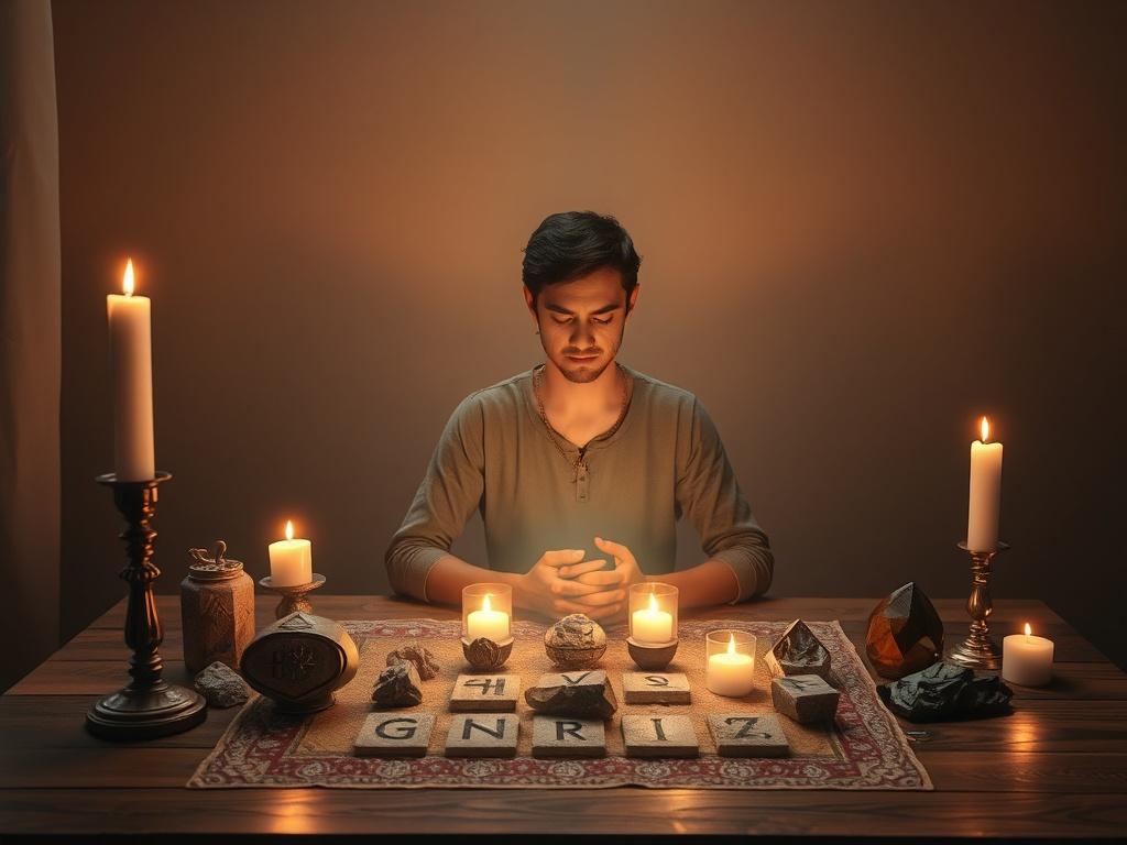 A calming image of a person sitting at a table