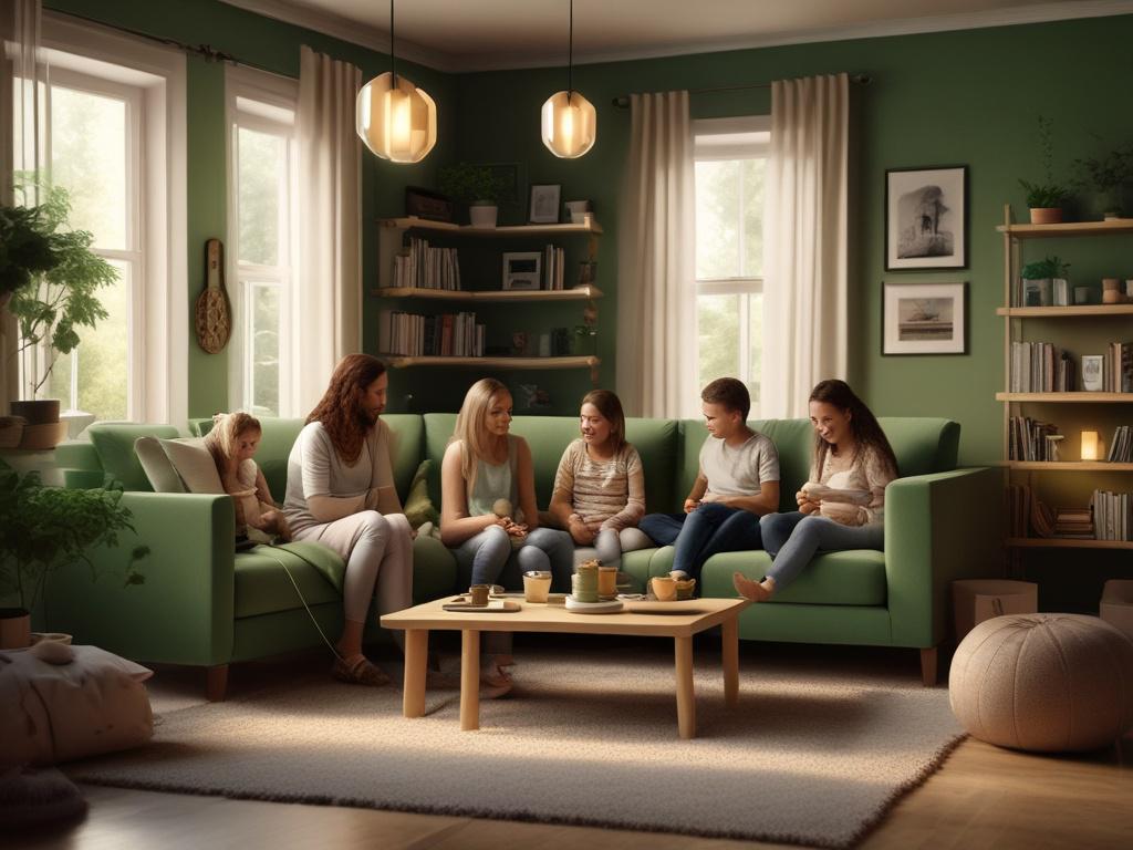 A realistic high resolution of a happy family spending quality