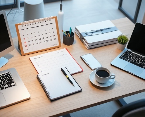 Professional organized executive workspace