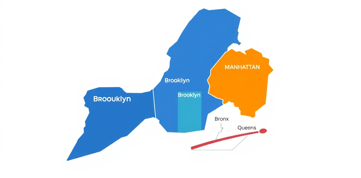 NYC service areas map showing Brooklyn, Bronx, Manhattan, and Queens