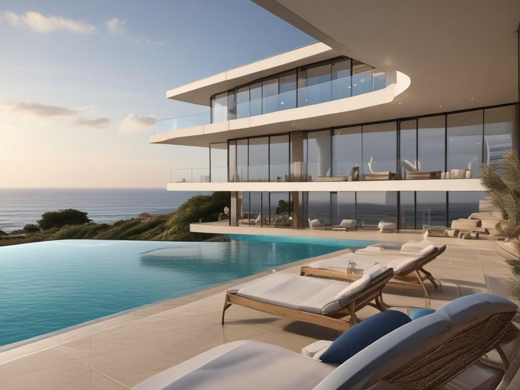 a luxurious oceanfront villa with panoramic ocean views, spacious open