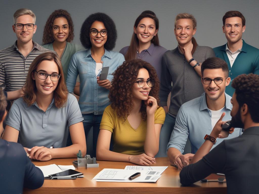 A hyper realistic close up shot of a diverse group