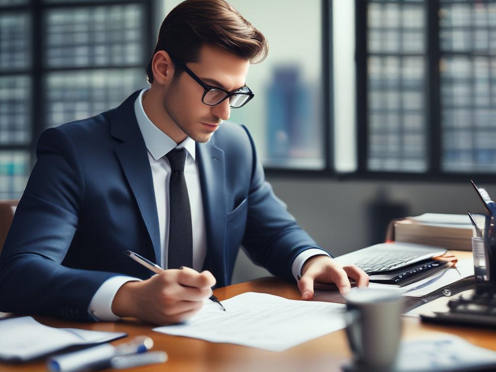 A hyper realistic close up shot of a financial analyst
