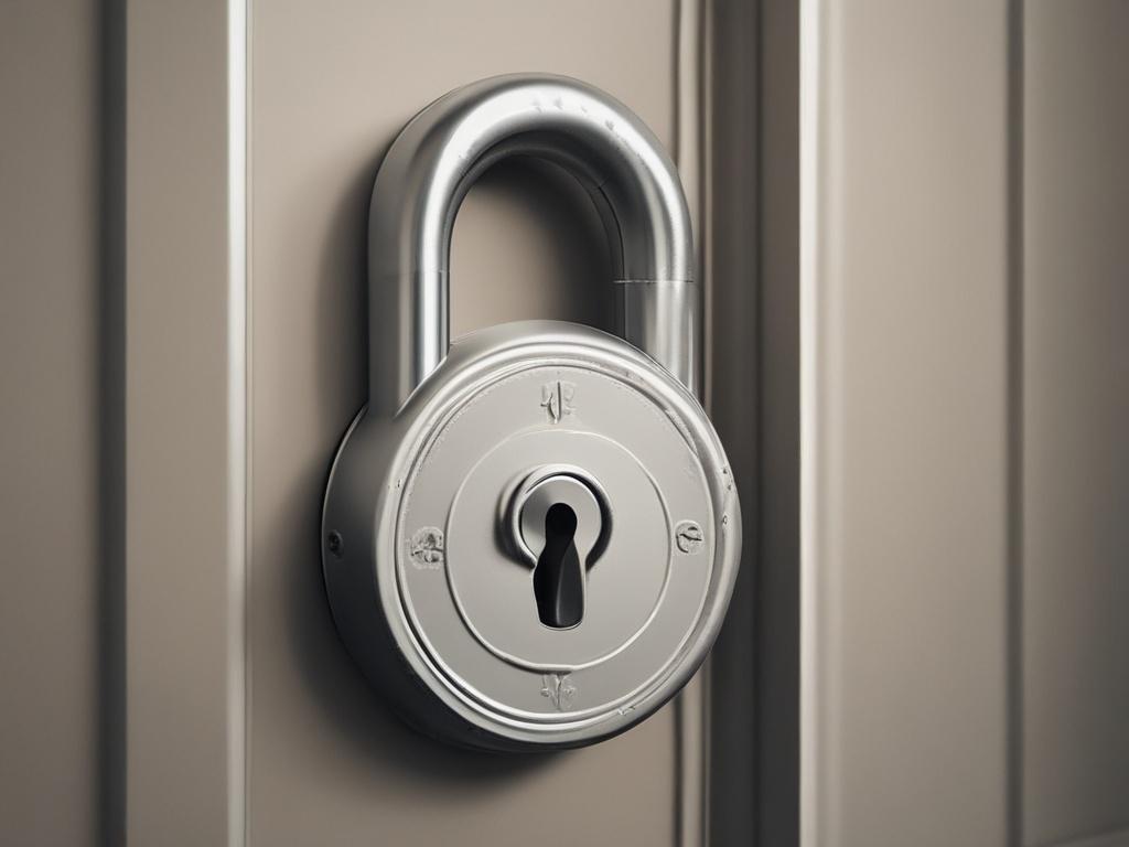 A close-up shot of a secure lock symbolizing privacy and confidentiality. The lock should be shiny and metallic, reflecting light. The background should be soft-focused, featuring a gradient of green tones that align with the rgb(50, 170, 39) color. The composition should be simple and clear, emphasizing the lock as the main subject.